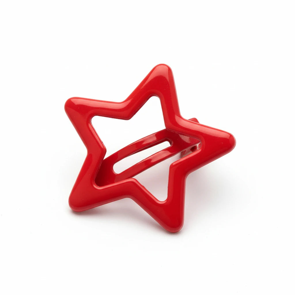 5pcs Red Star Metal Snap Lucky Clip Hair Clips Girls Hairpins Barrettes Hair Jewelry Hairpin Headwear Party