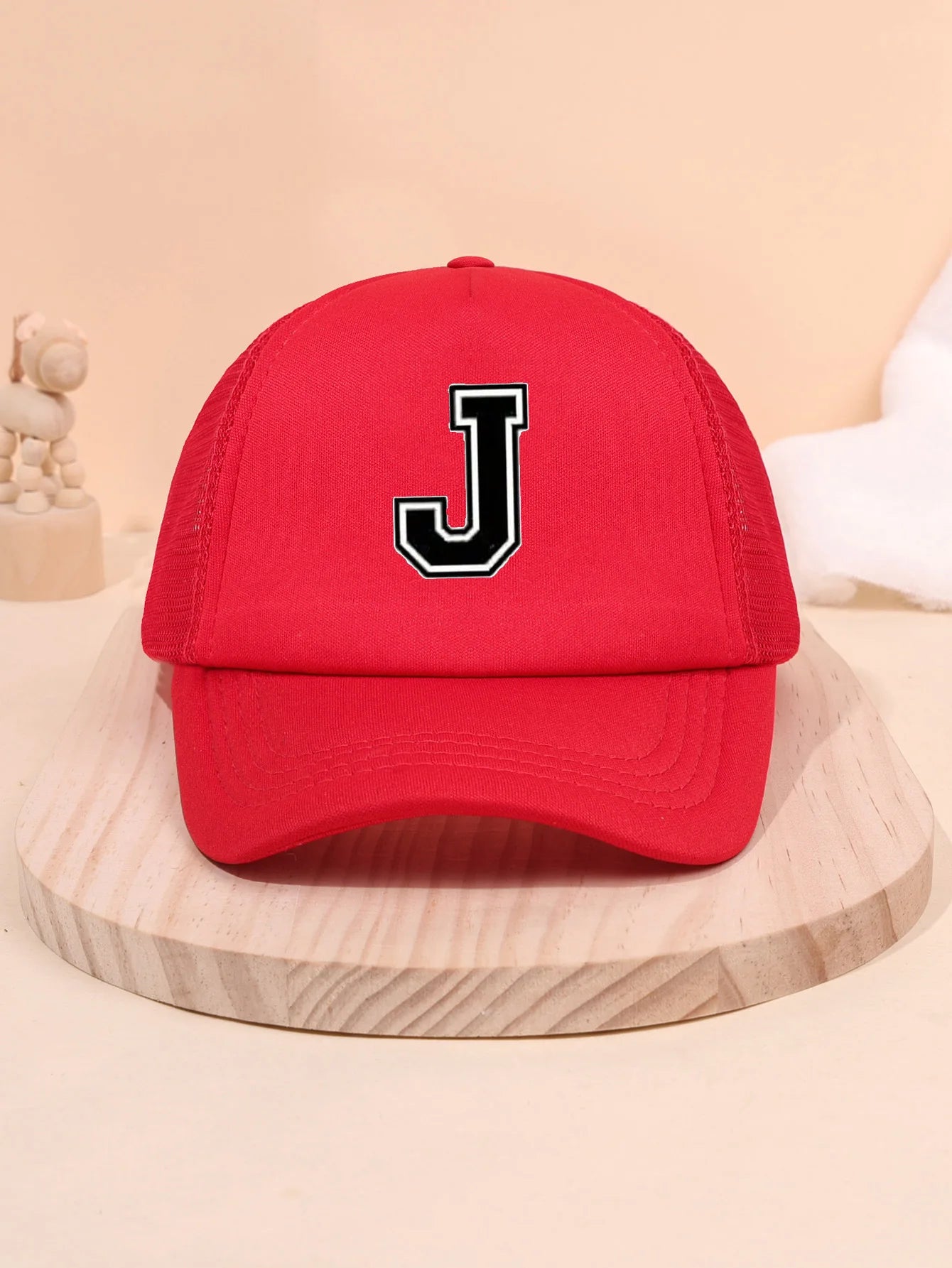 1pc children's letter A-Z sunshade baseball cap, spring and summer mesh breathable truck driver cap suitable for outdoor initials