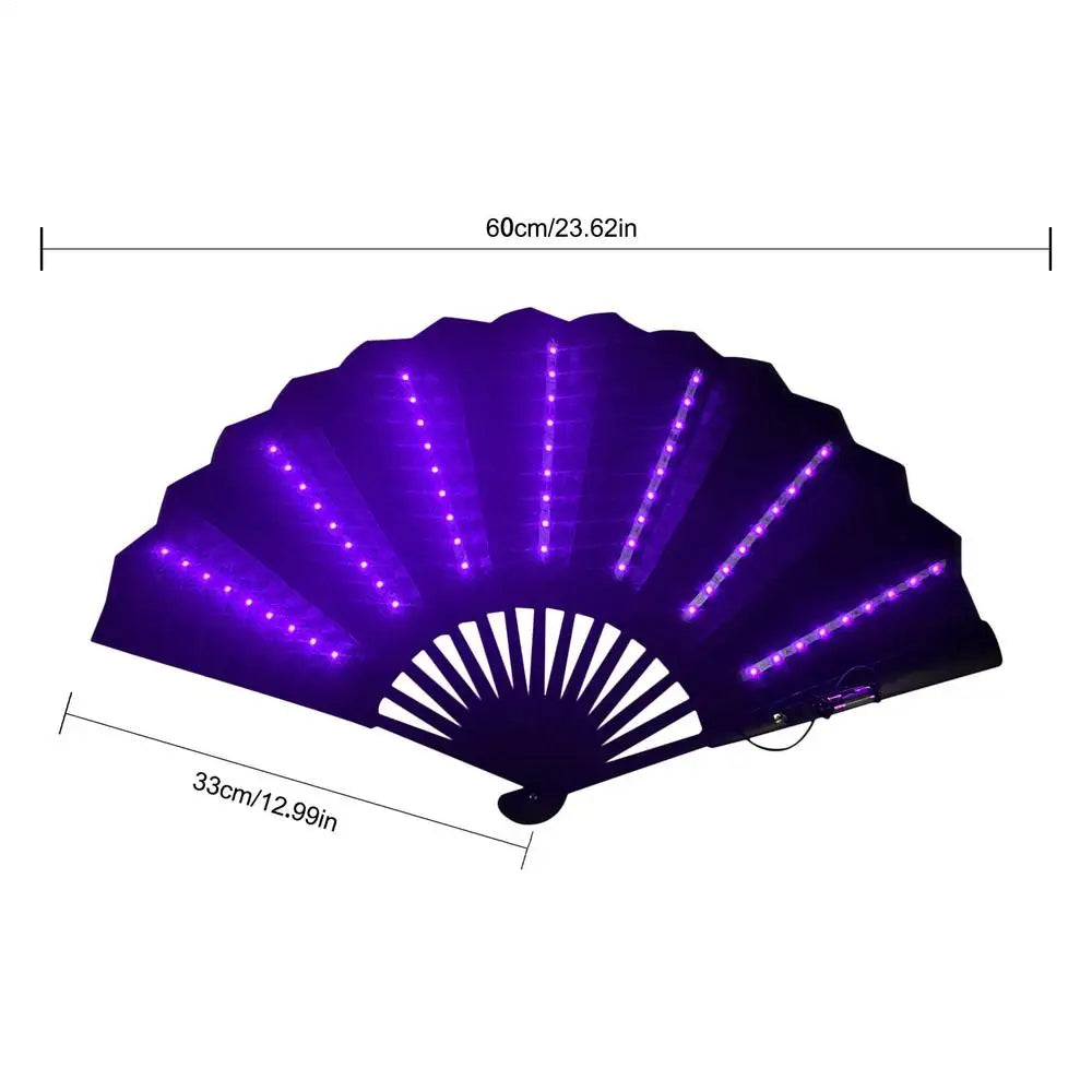 Rave Hand Fan Light up Rave Handheld Fan Travel Multipurpose Handheld Fan Carnival Accessories for Belly Dancing Performances Caribbean kids adults cool down