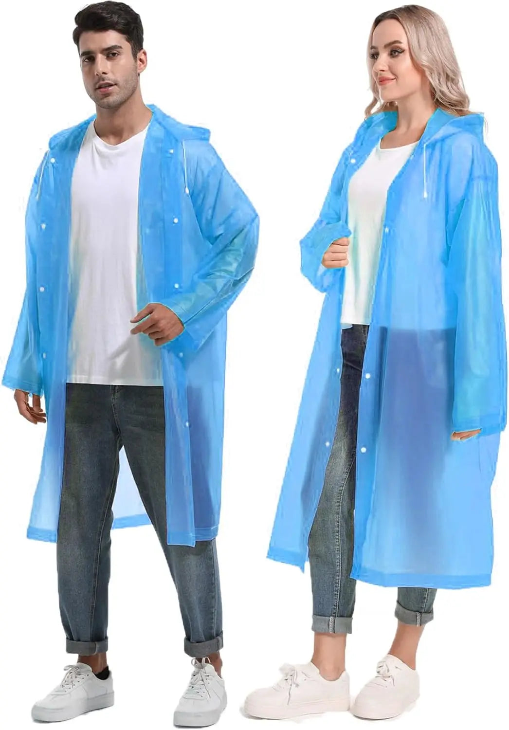 Disposable Adults Reusable Raincoats,Waterproof Rain Ponchos,Adults-Reusable Emergency Raincoats with Hood and Drawstring theme park  camping festival music