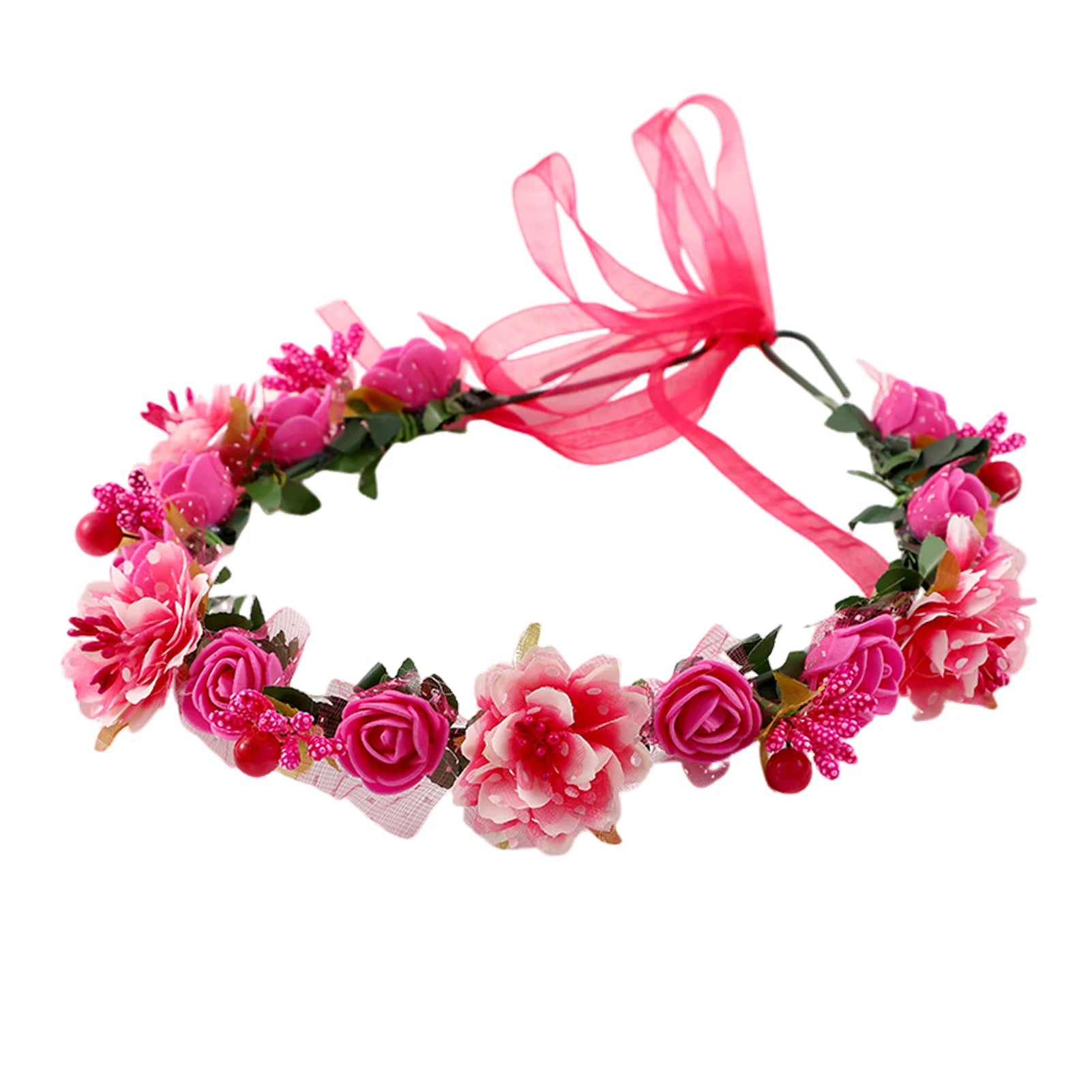 Bridal Flower Crown Headpiece DIY Hair Accessory for Wedding Bride Party Decoration Floral Wreath Hairband Hair Styling