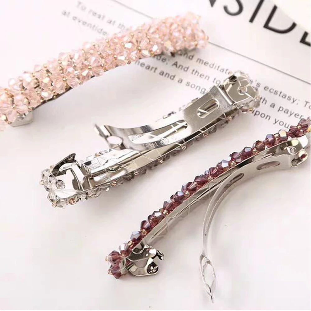 Sweet Colour  Crystal Hair Clips Spring Hair Grip Beads Hair Barrettes For Women Girl Fashion Simple Hair Accessories Headwear hair up hair