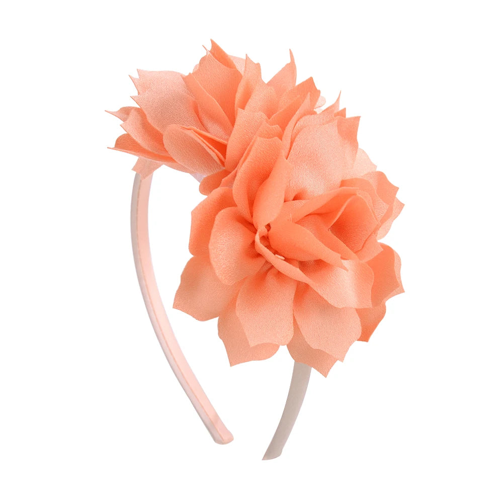 3.7 Inch  Solid Big Flower Headband Hair Band for Children Girls Bows Hair Hoop Grosgrain Ribbon Hair Accessories NEW Handmade