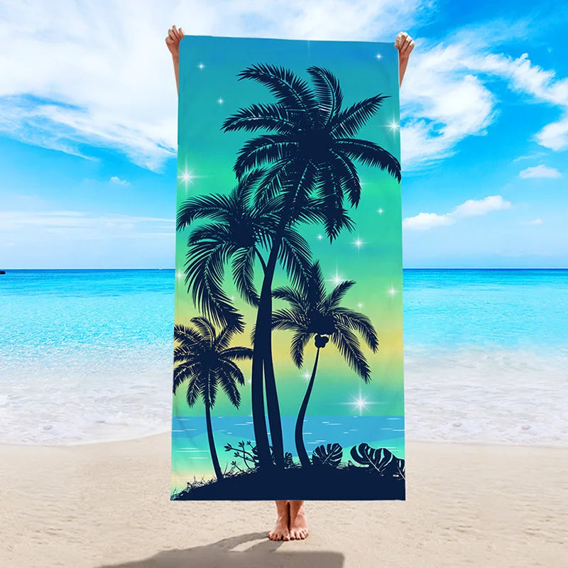New Coconut Tree Ultra Fine Fiber Digital Printed Beach Towel Swimming Bath Towel Woolen Circle Cloth Beach Towel 70x150cm