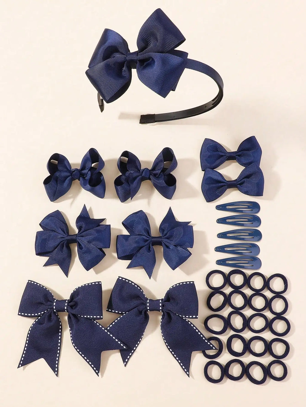 34Pcs/Set New Fashion Layered Hairbands Ribbon Bows Headband hair clips BB clips Hair Ties Handmade Hair Accessories Girls great gift