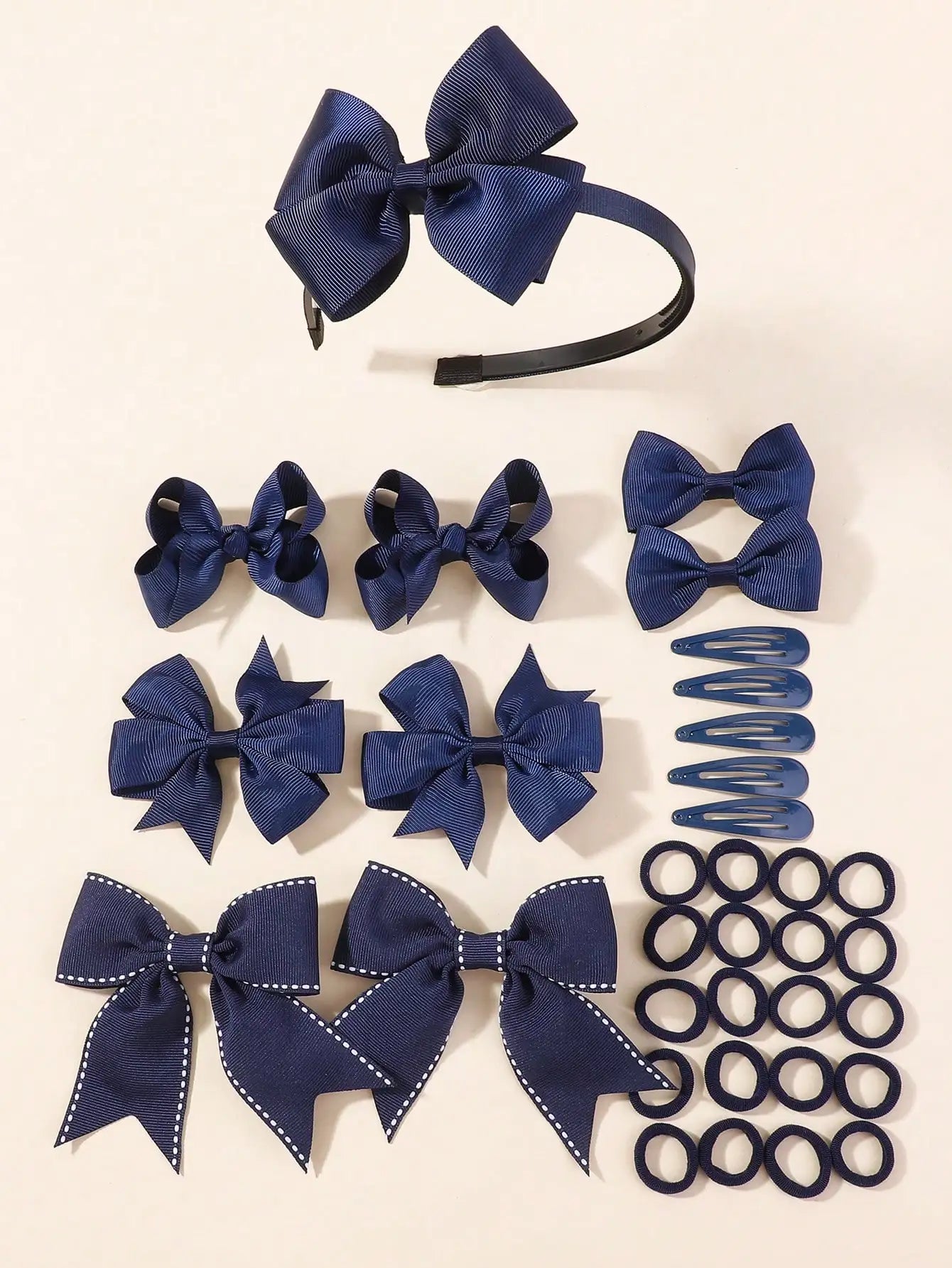 34Pcs/Set New Fashion Layered Hairbands Ribbon Bows Headband hair clips BB clips Hair Ties Handmade Hair Accessories Girls great gift