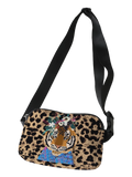 1pc, tiger pattern printed fashionable adjustable crossbody bag, a neutral sports waist bag suitable for running
