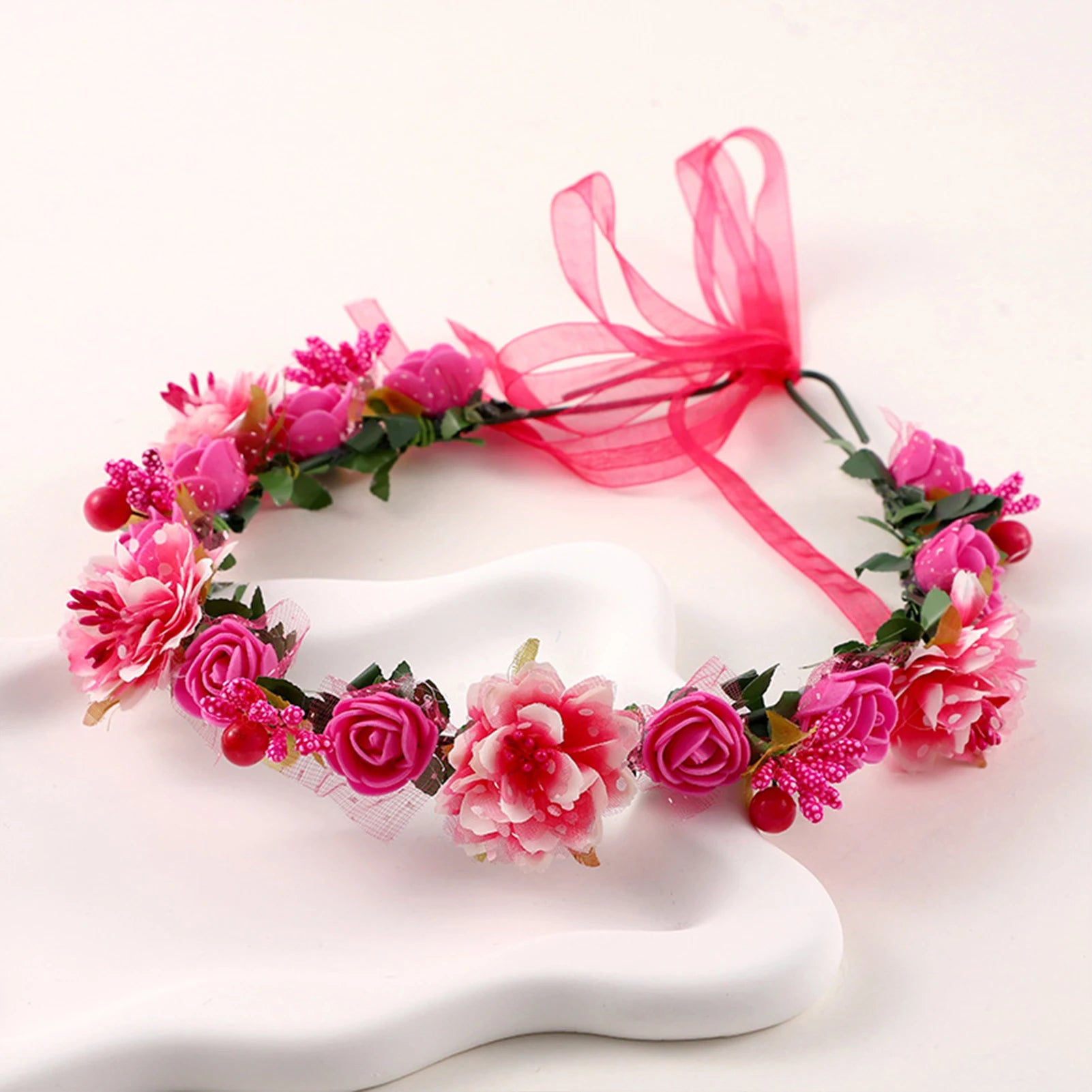 Bridal Flower Crown Headpiece DIY Hair Accessory for Wedding Bride Party Decoration Floral Wreath Hairband Hair Styling