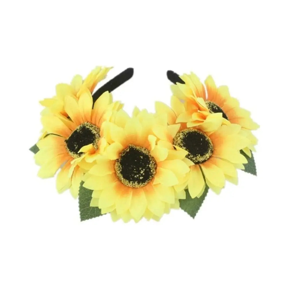 New Cloth Sunflower Headband Bohemian Style Yellow Flower Shape Hair Hoop Adjustable Headband Girls festival party music