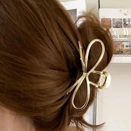 Bow Metal Hair Claw Clip  Gold Silver Girls and ladies hair up