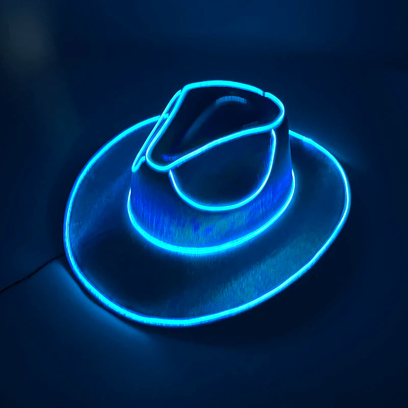New Arrival Pearlescent Cowboy Hat Dance Costume Decorate Glowing Cowgirl Cap Glowing For Neon NightClub