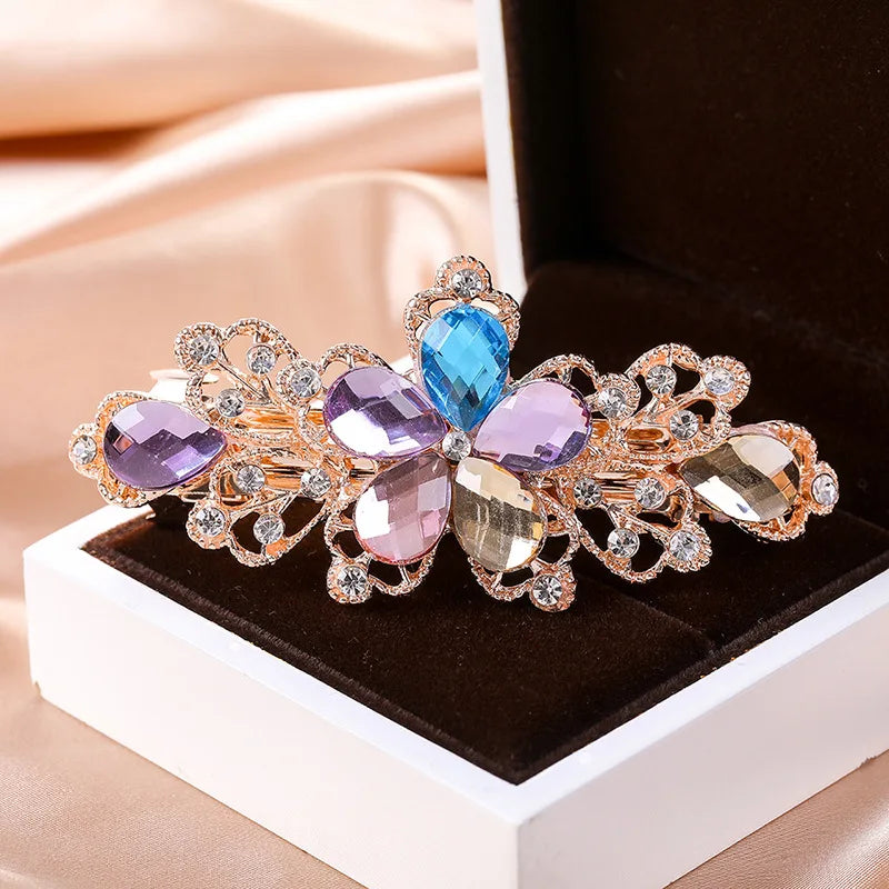 Crystal Floral Hairpin Rhinestone Hair Clip Barrettes
