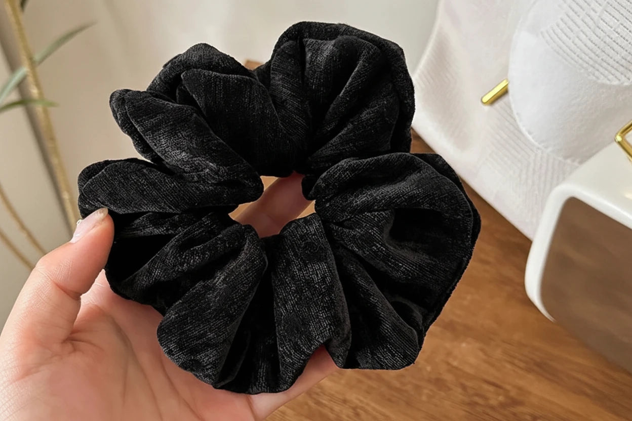 spotty flocked polka dot large band large scrunchie