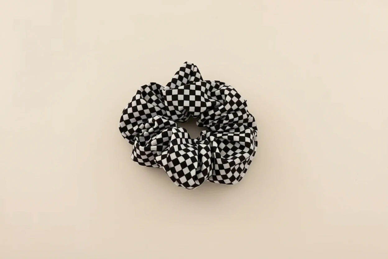 Checkered Satin Scrunchie