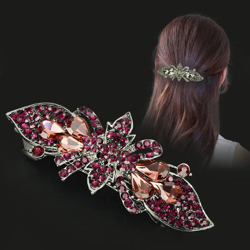 Hair Clip  Colourful Crystal Butterfly Spring Hairpin Clips half up / half down hair
