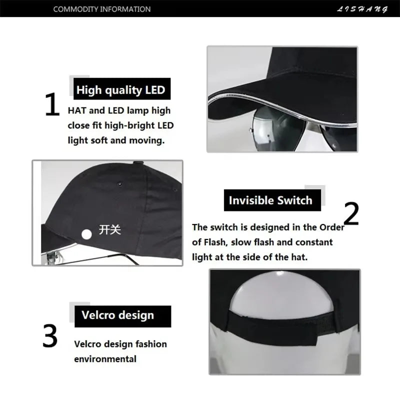 Led Hat  glow up baseball cap men festival