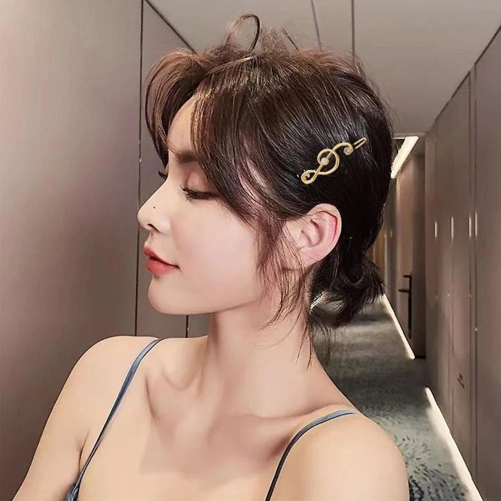 Elegant Music Note Hair clip ideal gift for music teacher or musician, Gold Silver Colour Metal Hairpins Women Girls Rhinestone Side Barrettes Daily Use Wear very pretty