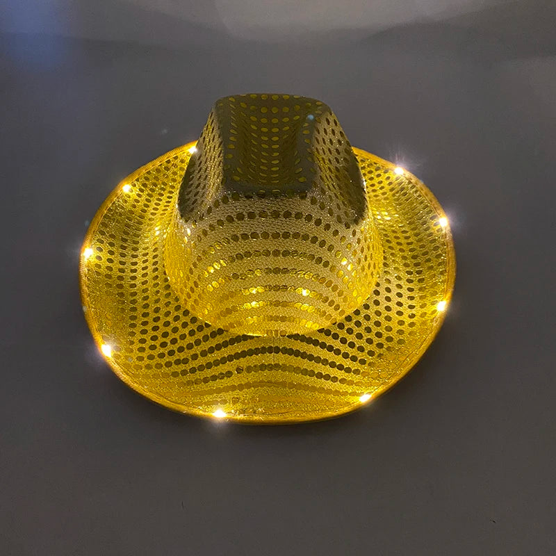 LED Glowing Cowgirl boy Hat Neon Luminous Bride Hat For Holiday Light Up Supplies Fluorescent Party Props Bachelorette Party Hat