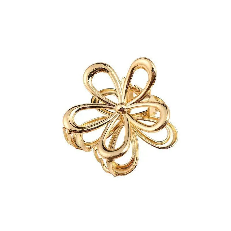 Metal Gold Silver Hollow Flower Hair Claw for Women Girls Hair Crab Clamps Ponytail Shark Clip Headdress Hair Style Accessories