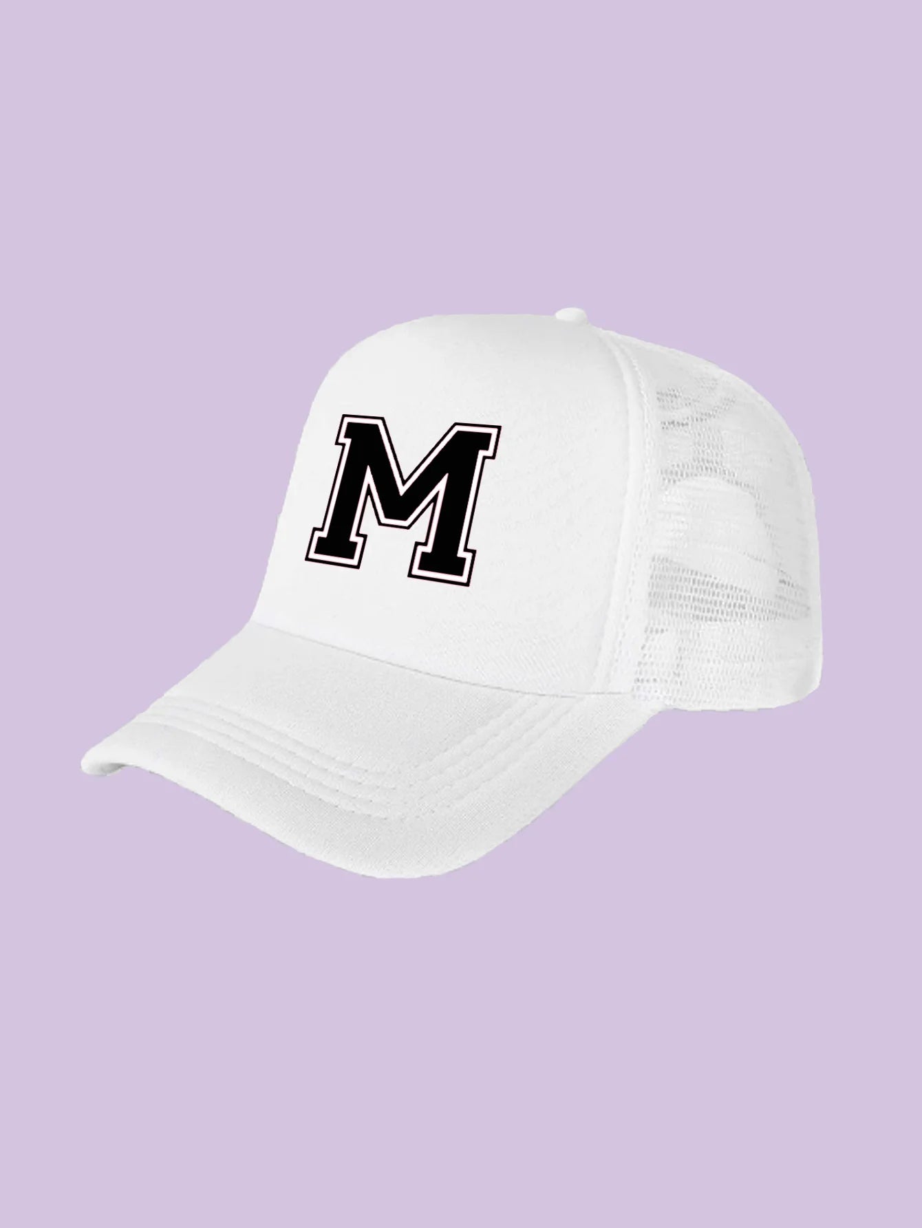 1Pc children's 26 letter printed baseball cap, fashionable sunshade duckbill cap for spring summer, breathable mesh trucker cap Initial cap