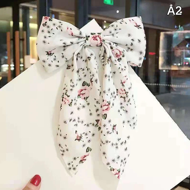Bow Hair Clip Fashio Style Big Bow Ribbon Hair Tie Small Fresh Floral Hairpin Bowknot Hair Duckbill Clip Accessories pretty for holidays , special occasions