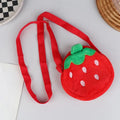 Adorable Cartoon Strawberry Plush Purse Crossbody Bag for Kids, Adults