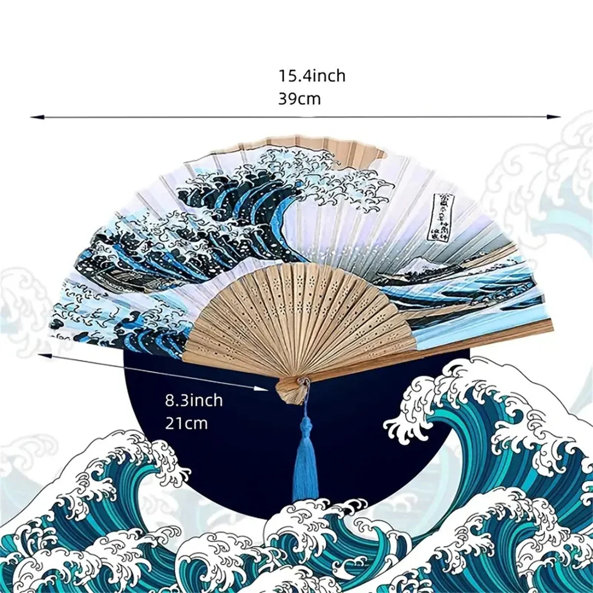 1pc, Japanese Folding Fan Wave Foldable Fan