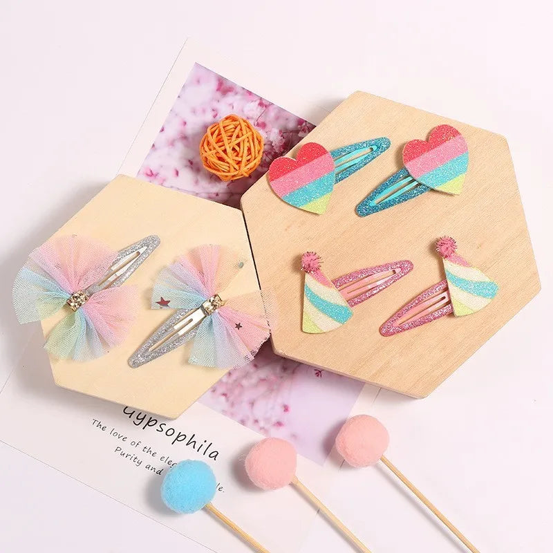 1 Pair/2pcs Hair Tie Bow Turban Newborn Kids Headwear Baby Girl Accessories Rainbow Unicorn Avocado Panda Ice Cream Children