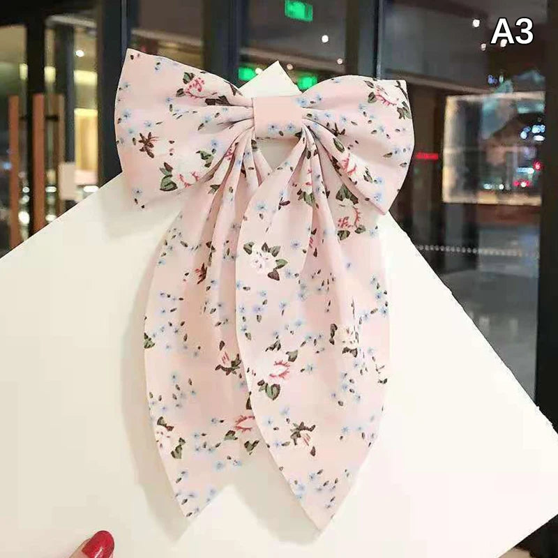 Bow Hair Clip Fashio Style Big Bow Ribbon Hair Tie Small Fresh Floral Hairpin Bowknot Hair Duckbill Clip Accessories pretty for holidays , special occasions