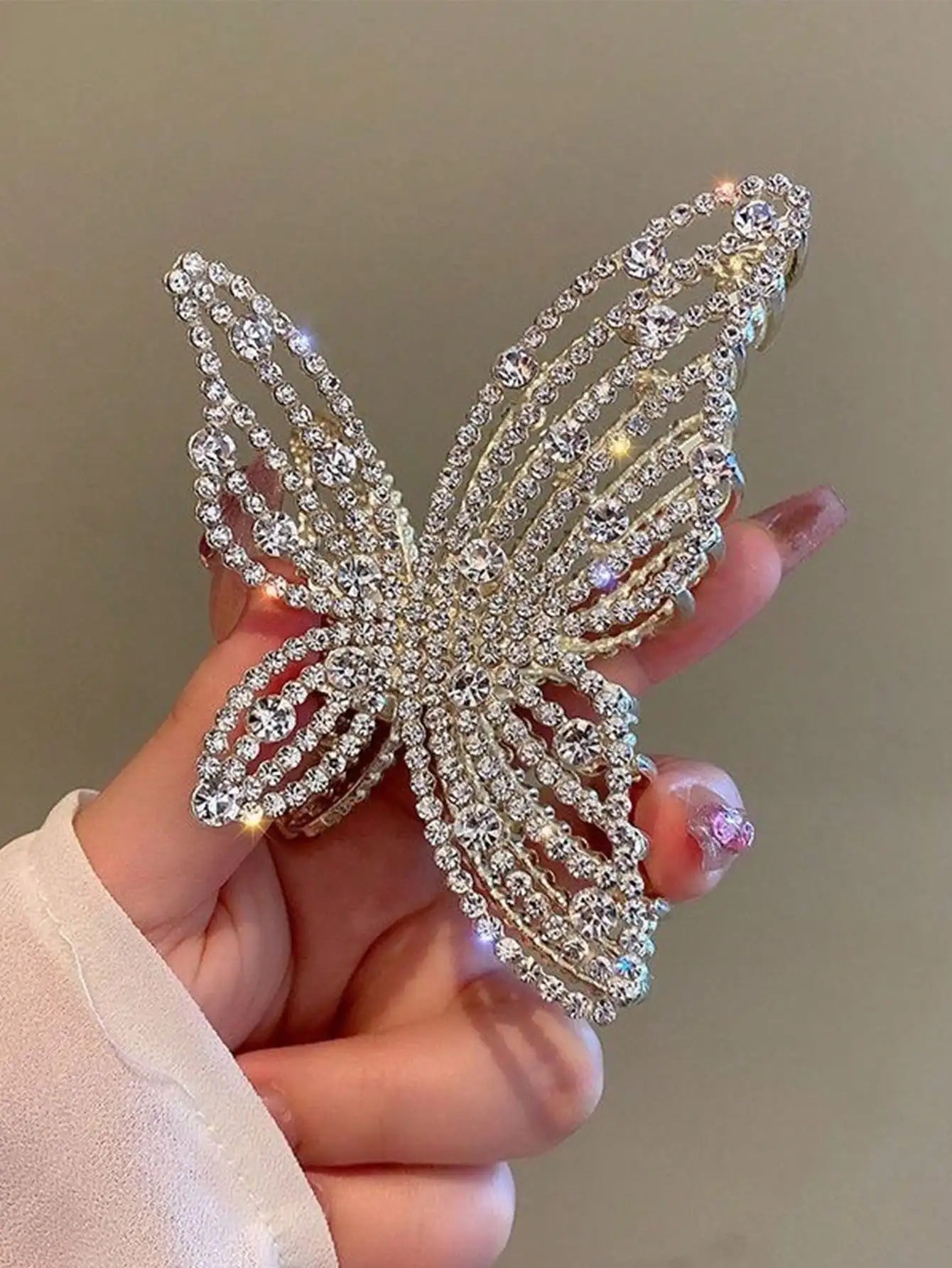 Butterfly Artificial Pearl Crystal Hair Claw clip