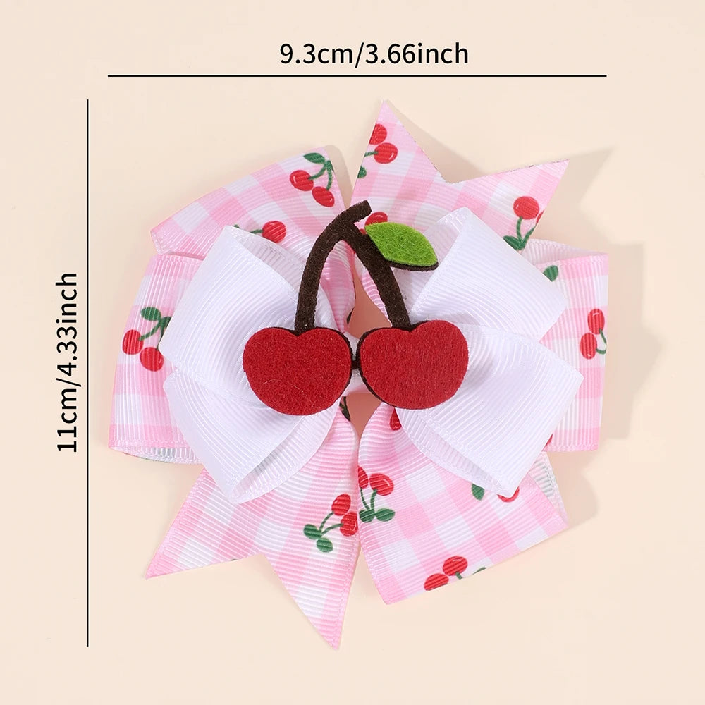 2Pcs Strawberry Hair Clip Sweet Polka Dot Ribbon Fashion Bow Barrettes For Girl Children Baby Trendy accessories  Hair clips slides cherry