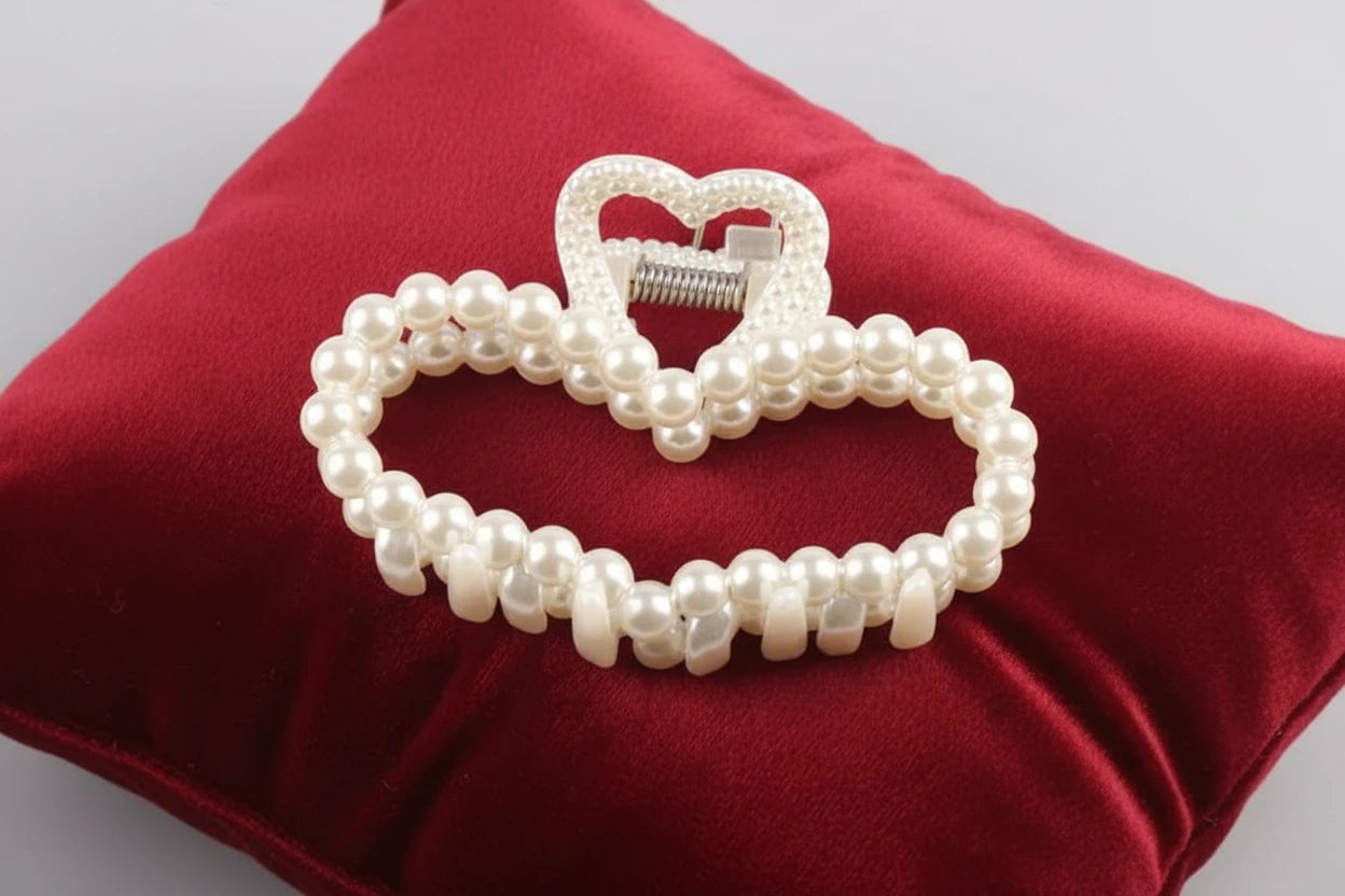 Imitation Pearl Hairpins Geometric Hair Claws Bath Large Claw  Clip S Clip Back Head  Hair up Clip Women Hair heart love Accessories so pretty and elegant cruise ship. Party holiday