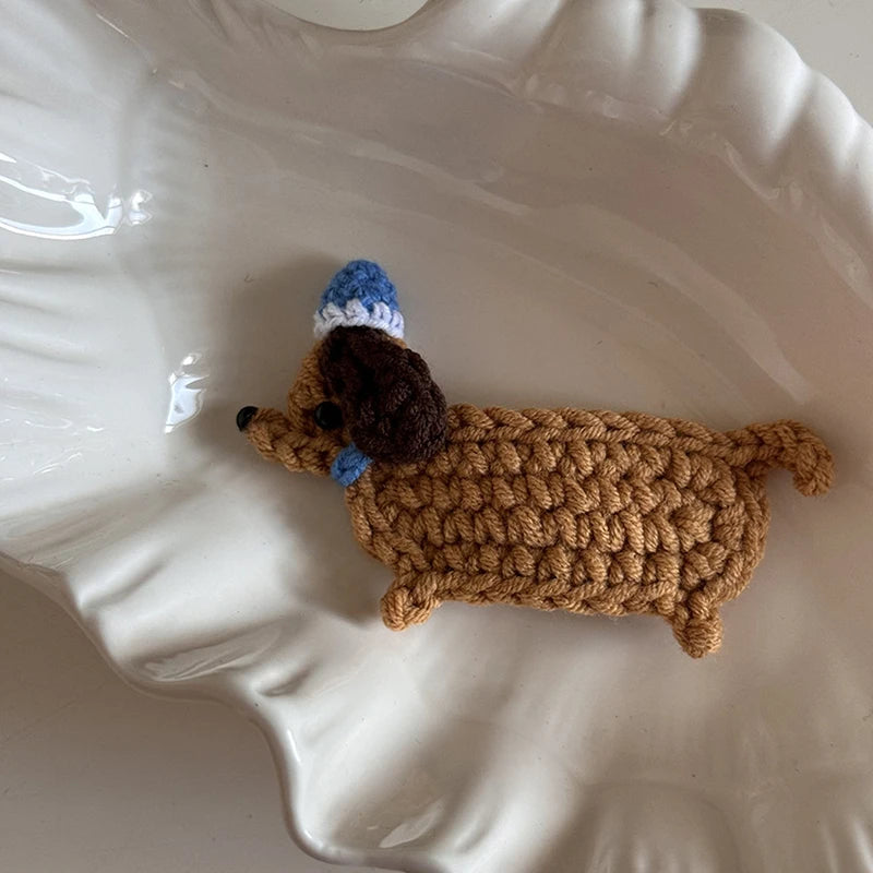 Crochet Hair Clip sausage dog Dachshund or cat
