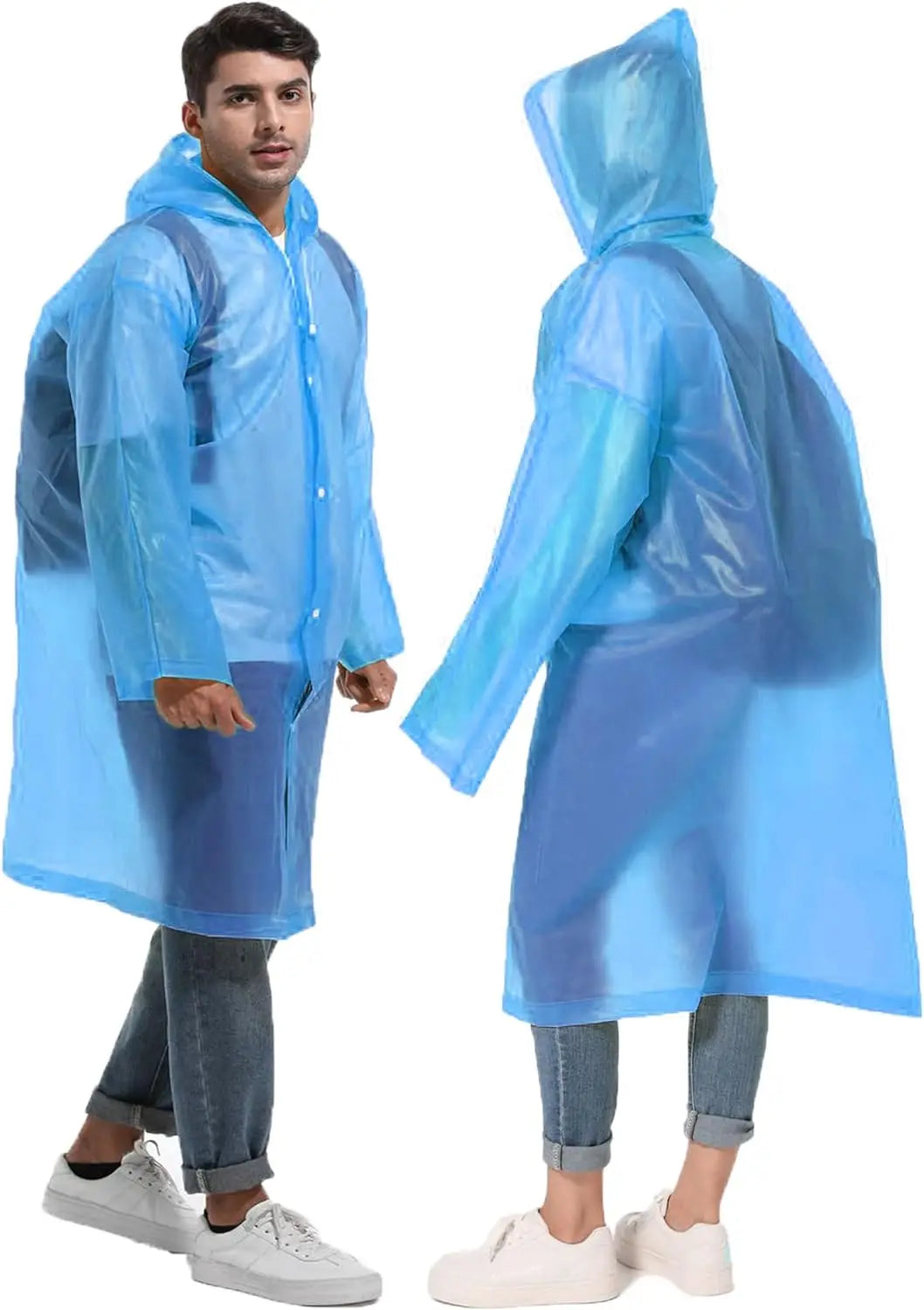 Disposable Adults Reusable Raincoats,Waterproof Rain Ponchos,Adults-Reusable Emergency Raincoats with Hood and Drawstring theme park  camping festival music