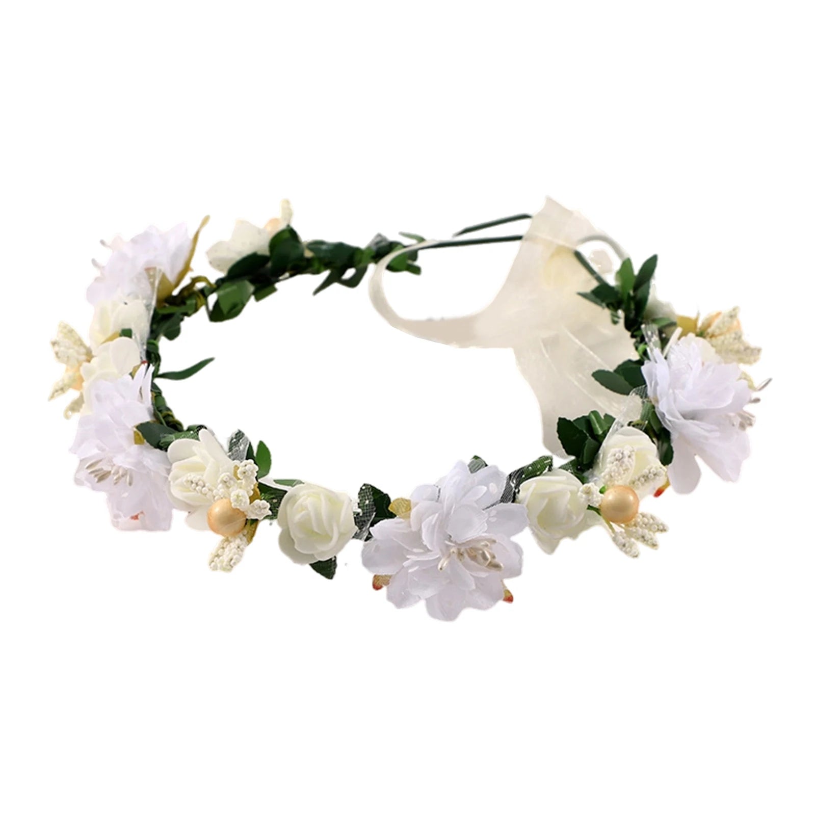 Bridal Flower Crown Headpiece DIY Hair Accessory for Wedding Bride Party Decoration Floral Wreath Hairband Hair Styling