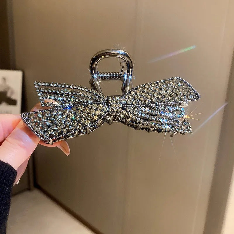 Women's Hair Claw Clip  Pearl Rhinestone Bow Shiny Metal For Girls ladies very pretty