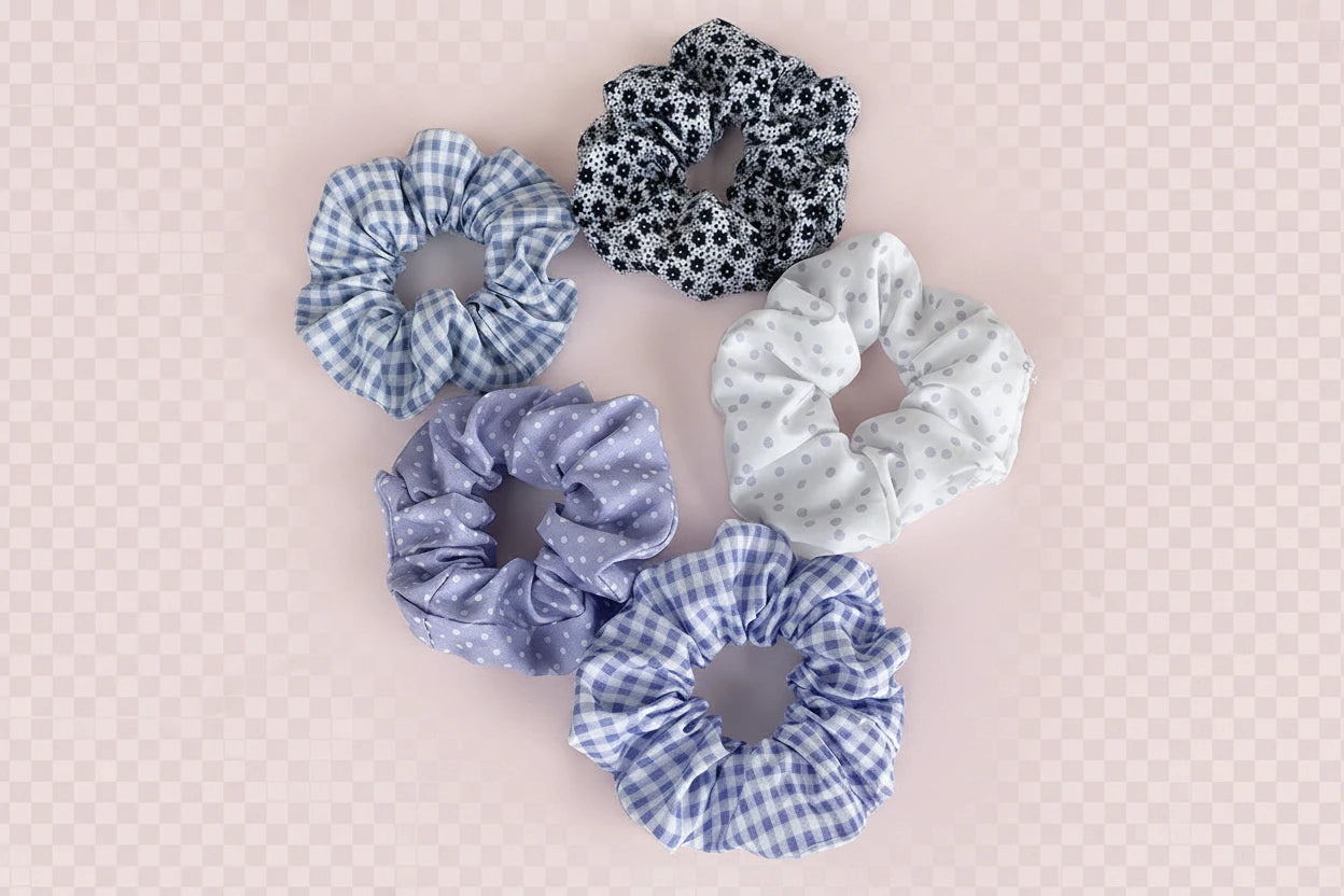 5 x Polka Dot Hair scrunchies