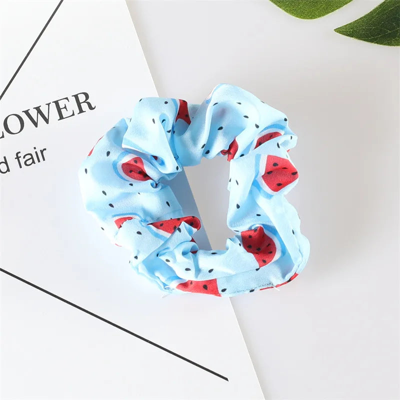 Summer Fruit Pattern Elastic Hair Ties for Women New Trend Scrunchies Ponytail Elastic Hair Bands Hair Accessories