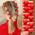 10pcs Red Heart Hair Ties Cute And Sweet Suitable Gift for Girls Enhances Styling Sweetness Ideal for Daily And Festive Occasion