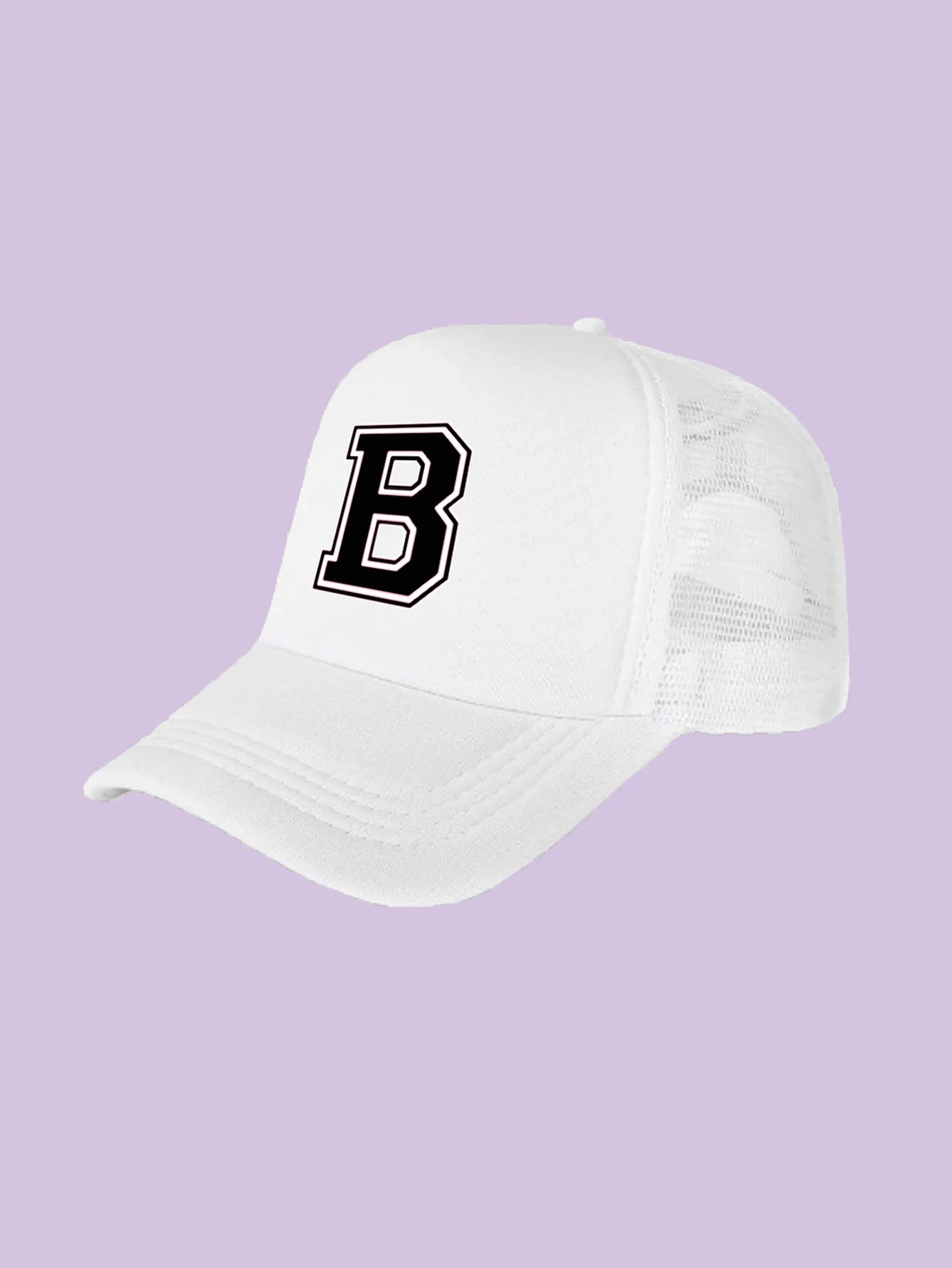 1Pc children's 26 letter printed baseball cap, fashionable sunshade duckbill cap for spring summer, breathable mesh trucker cap Initial cap