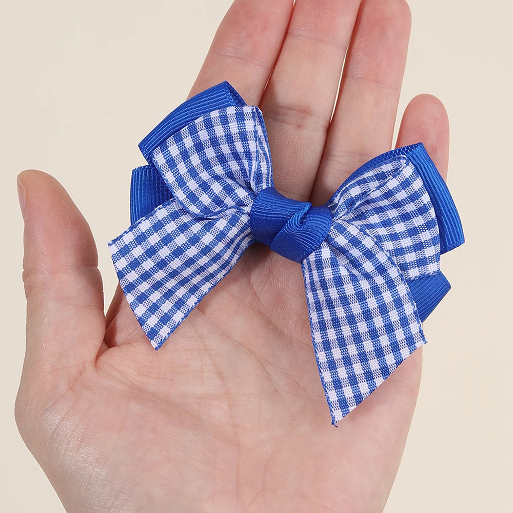 2Pcs bow  Plaid Hair Clips slides Sweet Cute Double Layer Bownot Hairpins Ribbon Barrette For Girls Children Headdress Accessories school party holiday