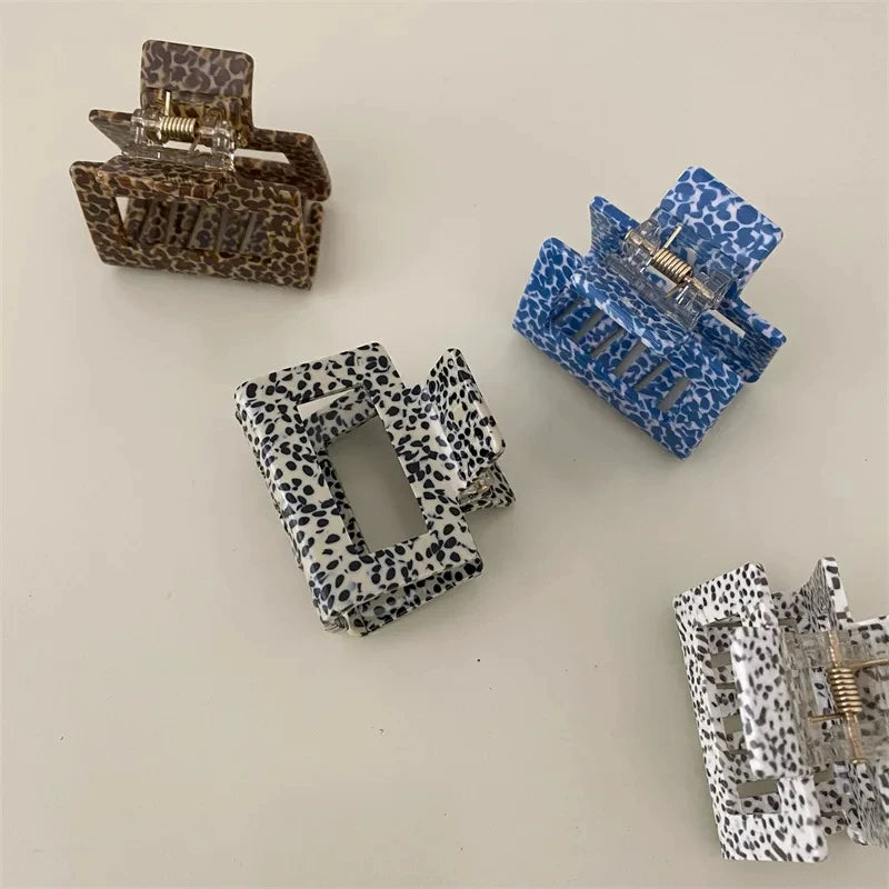 Large Acetate Hair Claw Clips Leopard Print Spot Dots Square Rectangle Geometric Shark Clip Grab Clamps Women Hair Accessories holidays work