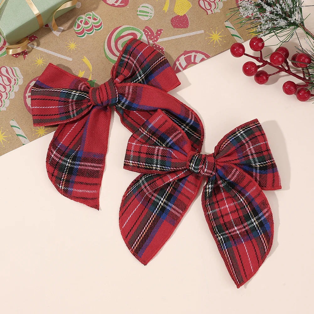 2 bows Christmas tartan pattern