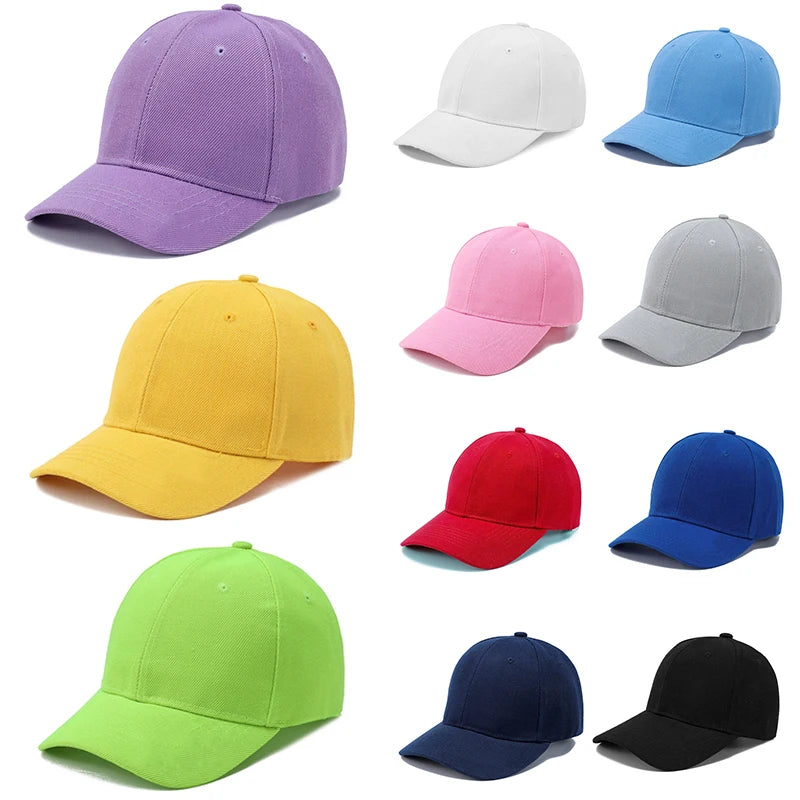 Summer Children Peaked Caps Students Kids Baseball Cap Boy Girl Solid Color Cotton Adjustable Hats Snapback Hip-Hop Sun Hat