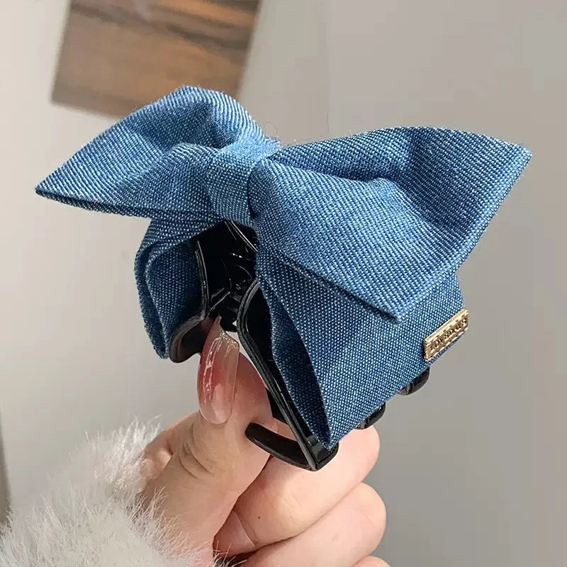 Denim bow  Hair Clip