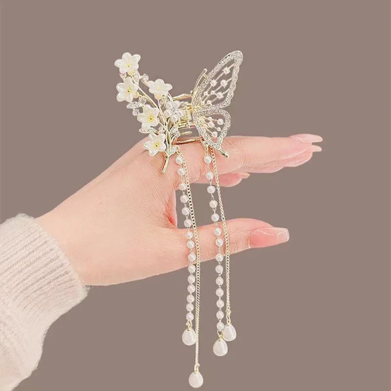 Fashion Shark Crab Clips Girls Hairpin Hair  Women Crystal Simple Hair Clip Butterfly Pearl Tassel Metal Hair Claw Accessories cruise holiday beach party elegant hair special occasion
