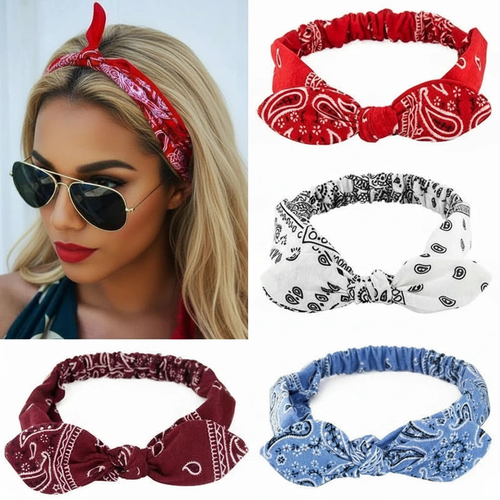 New Boho Women Soft Solid Print Headbands Vintage Cross Knot Elastic Hairbands Turban Bandanas Girls Hair Bands Hair Accessories