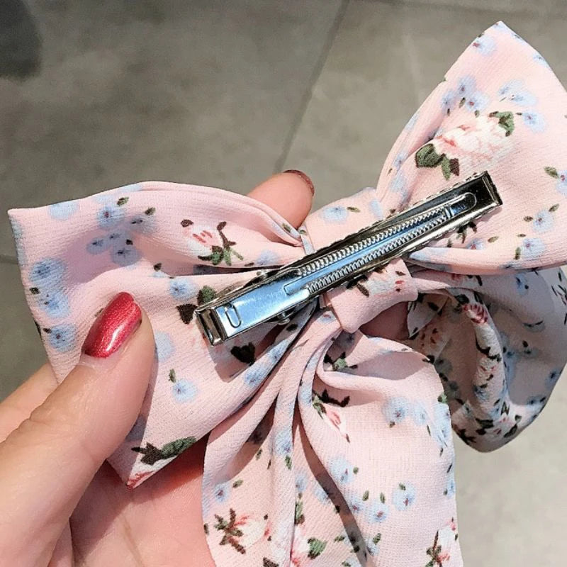 Bow Hair Clip Fashio Style Big Bow Ribbon Hair Tie Small Fresh Floral Hairpin Bowknot Hair Duckbill Clip Accessories pretty for holidays , special occasions
