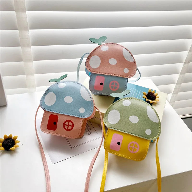New Cute Girls Mushroom Purse Handbags Fashion Baby Kids Mini Crossbody Bags Children Small Shoulder Bags Wallet