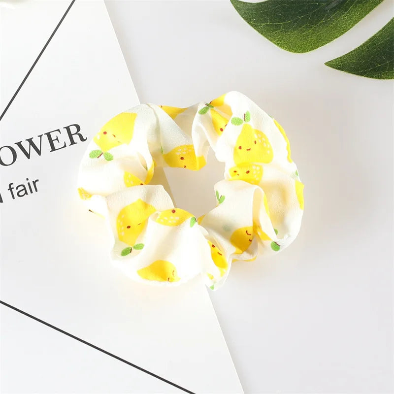 Summer Fruit Pattern Elastic Hair Ties for Women New Trend Scrunchies Ponytail Elastic Hair Bands Hair Accessories